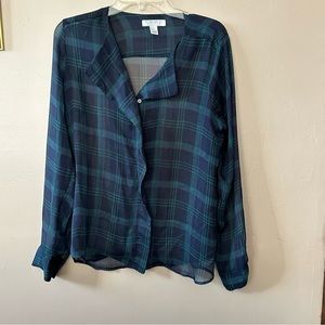 Forever 21 Sheer Plaid Women’s Long Sleeve Shirt